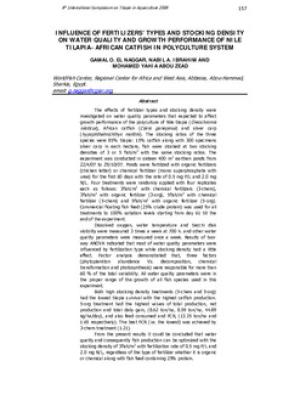 Influence of fertilizers' types and stocking density on water quality and growth performance on Nile tilapia African catfish in polyculture system