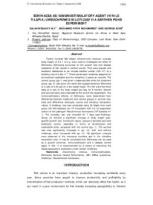 Echinacea as immunostimulatory agent in Nile tilapia (Oreochromis niloticus) via earthen pond experiment