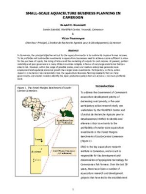 Small-scale aquaculture business planning in Cameroon