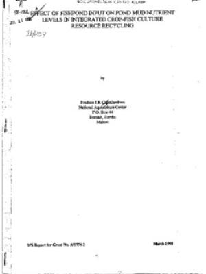 Effect of fishpond input on pond mud nutrient levels in integrated crop-fish culture resource recycling