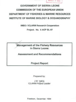 Management of the fishery resources in Sierra Leone: assessment and recommendations