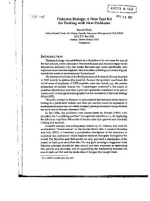 Fisheries biology: a new took kit for dealing with new problems