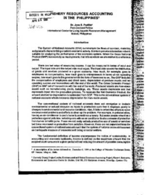 Fishery resources accounting in the Philippines