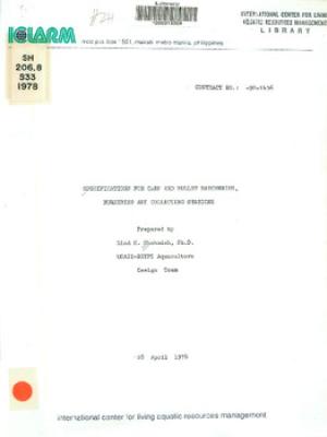 Specifications for carp and mullet hatcheries, nurseries and collecting stations