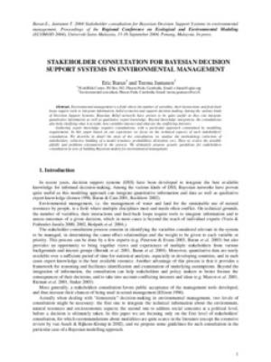 Stakeholder consultation for Baysian Decision Support systems in environmental management