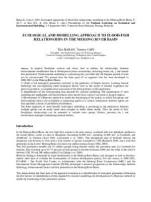 Ecological and modelling approach to flood-fish relationships in the Mekong River Basin