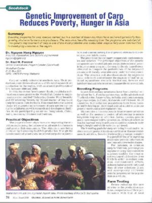 Genetic improvement of carp reduces poverty, hunger in Asia