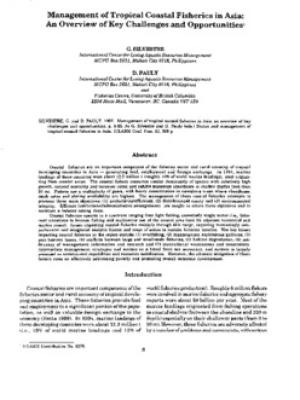 Management of tropical coastal fisheries in Asia: an overview of key challenges and opportunities