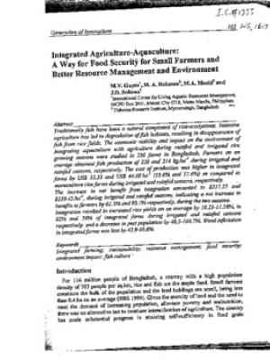 Integrated agriculture-aquaculture: a way for food security for small farmers and better resource management and environment