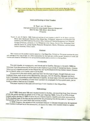 Costs and earnings of mini trawlers