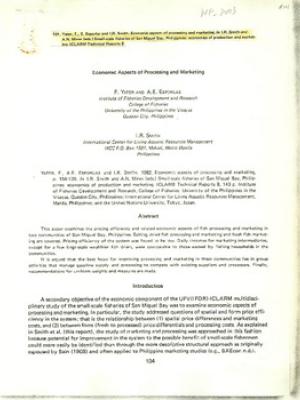 Economic aspects of processing and marketing