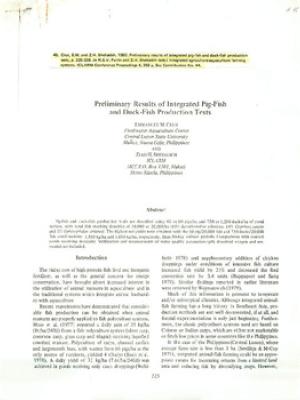 Preliminary results of integrated pig-fish and duck-fish production tests