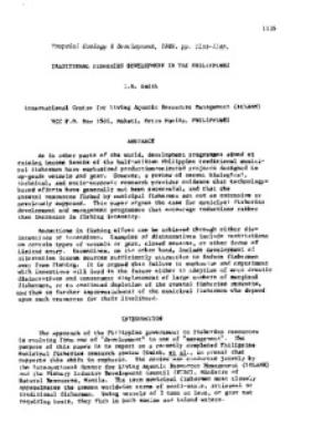 Traditional fisheries development in the Philippines