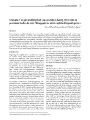 Changes in weight and length of sea cucumbers during conversion to processed beche-de-mer: filling gaps for some exploited tropical species