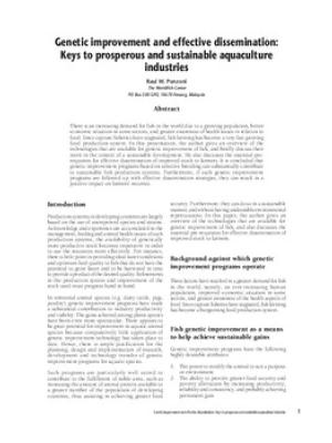 Genetic improvement and effective dissemination: keys to prosperous and sustainable aquaculture industries