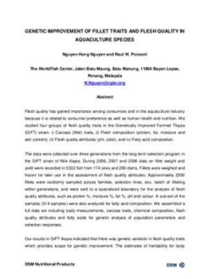 Genetic improvement of fillet traits and flesh quality in aquaculture species