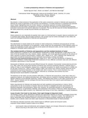 Is water productivity relevant in fisheries and aquaculture?