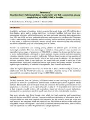 Baseline study: nutritional status, food security and fish consumption among people living with HIV/AIDS in Zambia: summary