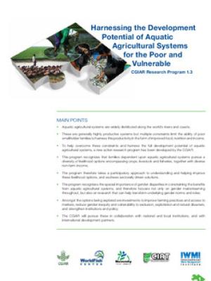 Harnessing the development potential of aquatic agricultural systems for the poor and vulnerable: CGIAR Research Program 1.3