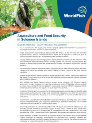Aquaculture and food security in Solomon Islands