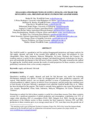 Disaggregated projections on supply, demand,and trade for developing asia: preliminary results from the Asiafish model