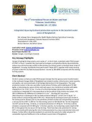Integrated aqua-agricultural production systems in the brackish water zones of Bangladesh