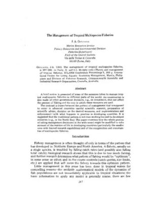 The management of tropical multispecies fisheries