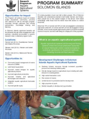 Research Program on Aquatic Agricultural Systems: Program summary: Solomon Islands