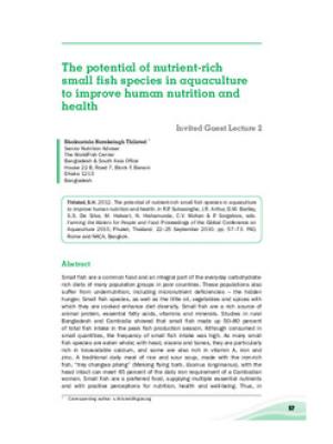 The potential of nutrient-rich small fish species in aquaculture to improve human nutrition and health