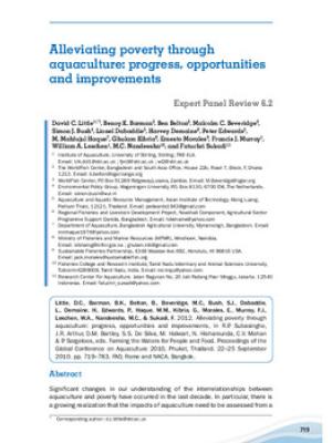 Alleviating poverty through aquaculture: progress, opportunities and improvements