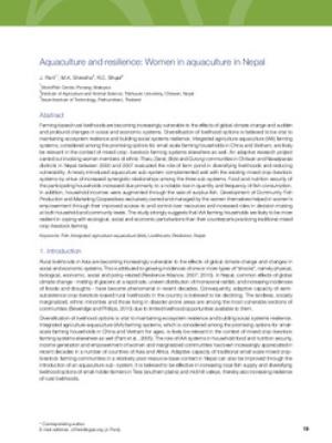 Aquaculture and resilience: Women in aquaculture in Nepal