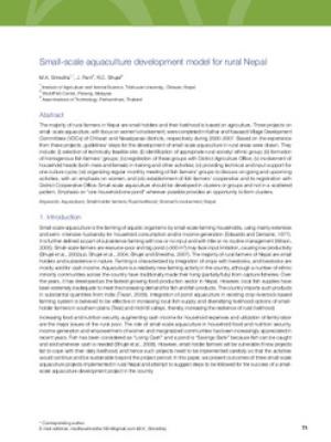 Small-scale aquaculture development model for rural Nepal