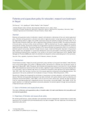Fisheries and aquaculture policy for education, research and extension in Nepal