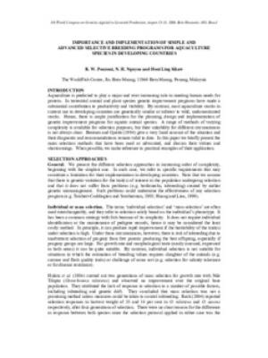 Importance and implementation of simple and advance selective breeding programs for aquaculture species in developing countries