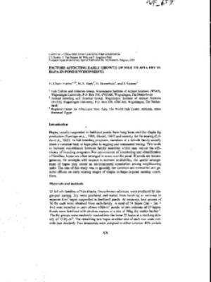 Factors affecting early growth of Nile tilapia fry in hapa-in-pond environments