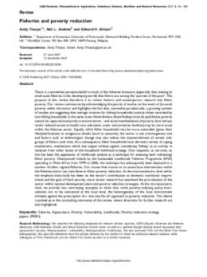 Fisheries and poverty reduction