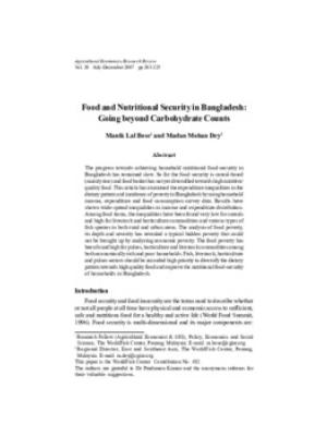 Food and nutritional security in Bangladesh: going beyond carbohydrate counts