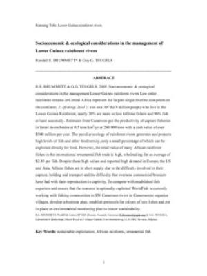 Socioeconomic and ecological considerations in the management of Lower Guinea rainforest rivers