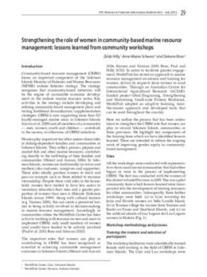 Strengthening the role of women in community-based marine resource management: lessons learned from community workshops