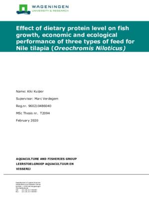 Effect of dietary protein level on fish growth, economic and ecological performance of three types of feed for Nile tilapia (Oreochromis Niloticus)