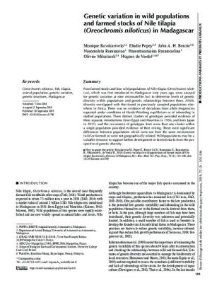 Genetic variation in wild populations and farmed stocks of Nile tilapia (Oreochromis niloticus) in Madagascar