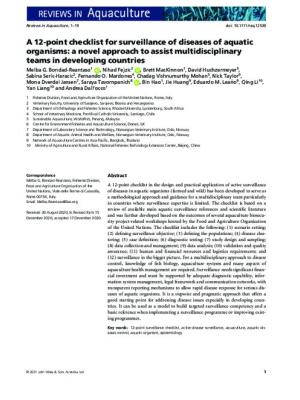 A 12-point checklist for surveillance of diseases of aquatic organisms: a novel approach to assist multidisciplinary teams in developing countries