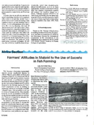 Farmers' attitudes in Malawi to the use of excreta in fish farming