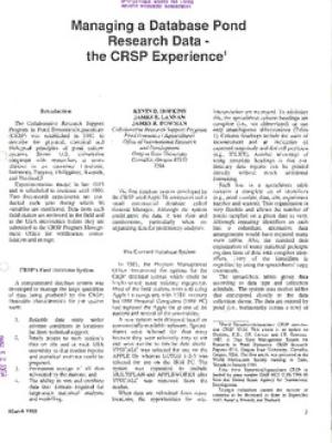 Managing a database pond research data: the CRSP experience