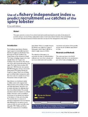 Use of a fishery independant index to predict recruitment and catches of the spiny lobster