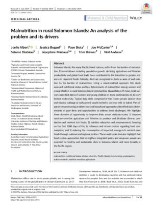 Malnutrition in rural Solomon Islands: An analysis of the problem and its drivers