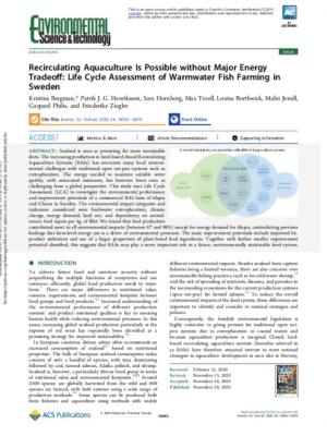 Recirculating Aquaculture Is Possible without Major Energy Tradeoff: Life Cycle Assessment of Warmwater Fish Farming in Sweden