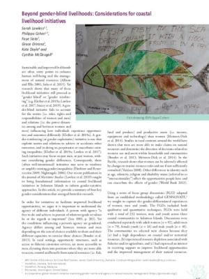 Beyond gender-blind livelihoods: Considerations for coastal livelihood initiatives