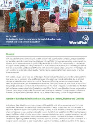 Reduction in food loss and waste through fish value chain, market and food system innovation