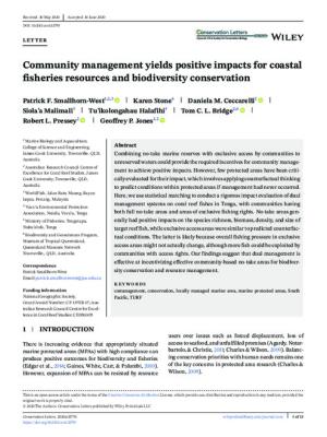 Community management yields positive impacts for coastal fisheries resources and biodiversity conservation